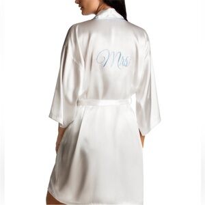 Linea Donatella White Satin 'Mrs' Robe